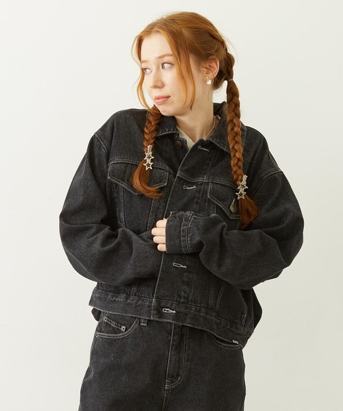 MILKFED.（ミルクフェド）の「DENIM JACKET（デニムジャケット・レディース・オフホワイト/ライトブルー/ブラック・ONE SIZE）」の3枚目の写真