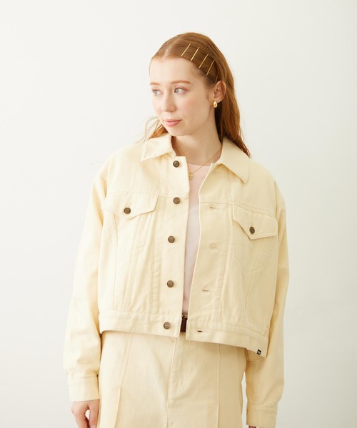 MILKFED.（ミルクフェド）の「DENIM JACKET（デニムジャケット・レディース・オフホワイト/ライトブルー/ブラック・ONE SIZE）」の4枚目の写真