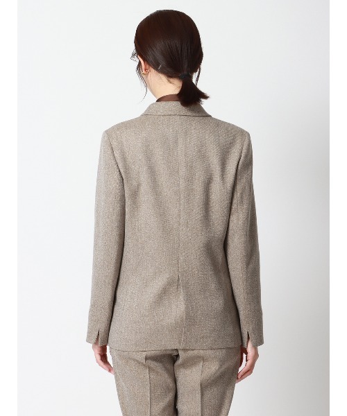 SUIT SQUARE（スーツスクエア）の「CHANTOWA ジャケット ウォッシャブル ツイードライクシャンブレー 織柄（テーラードジャケット・レディース・ベージュ/グレー・36(7号)/38(9号)/40(11号)）」の5枚目の写真