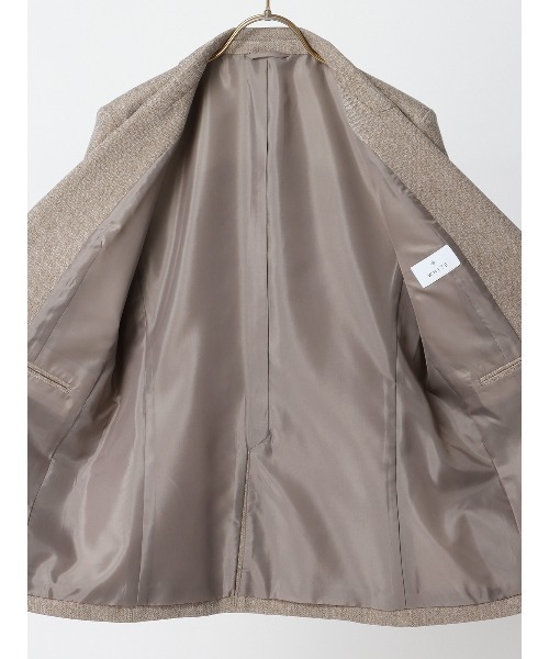 SUIT SQUARE（スーツスクエア）の「CHANTOWA ジャケット ウォッシャブル ツイードライクシャンブレー 織柄（テーラードジャケット・レディース・ベージュ/グレー・36(7号)/38(9号)/40(11号)）」の6枚目の写真
