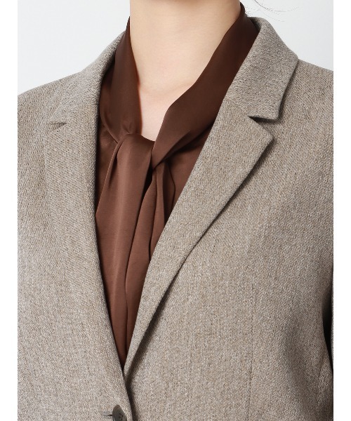 SUIT SQUARE（スーツスクエア）の「CHANTOWA ジャケット ウォッシャブル ツイードライクシャンブレー 織柄（テーラードジャケット・レディース・ベージュ/グレー・36(7号)/38(9号)/40(11号)）」の7枚目の写真