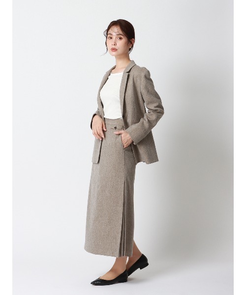 SUIT SQUARE（スーツスクエア）の「CHANTOWA ジャケット ウォッシャブル ツイードライクシャンブレー 織柄（テーラードジャケット・レディース・ベージュ/グレー・36(7号)/38(9号)/40(11号)）」の16枚目の写真