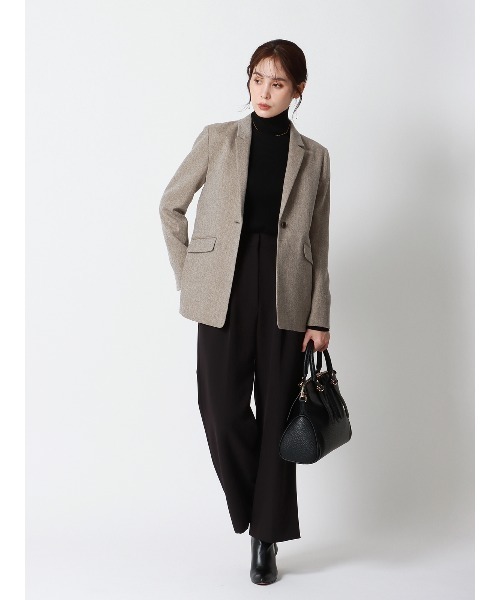 SUIT SQUARE（スーツスクエア）の「CHANTOWA ジャケット ウォッシャブル ツイードライクシャンブレー 織柄（テーラードジャケット・レディース・ベージュ/グレー・36(7号)/38(9号)/40(11号)）」の17枚目の写真