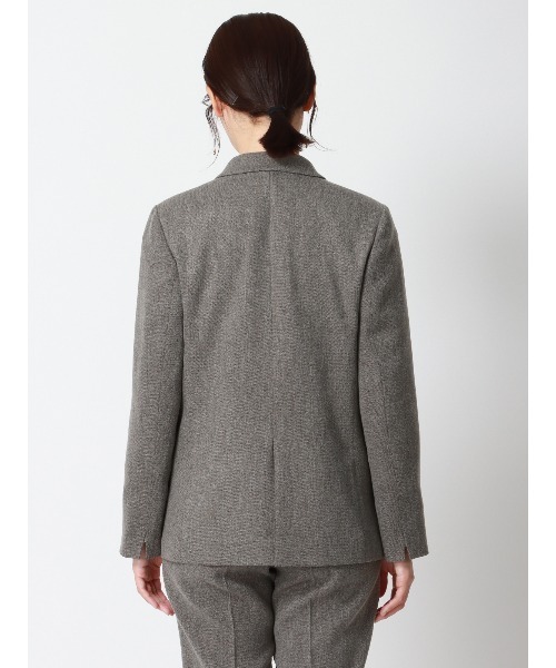 SUIT SQUARE（スーツスクエア）の「CHANTOWA ジャケット ウォッシャブル ツイードライクシャンブレー 織柄（テーラードジャケット・レディース・ベージュ/グレー・36(7号)/38(9号)/40(11号)）」の19枚目の写真