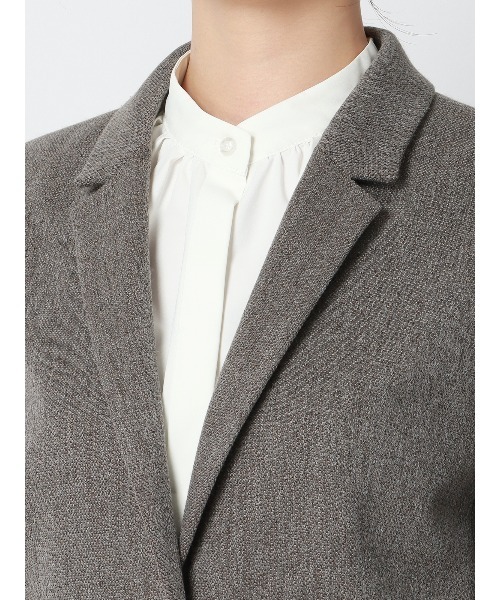 SUIT SQUARE（スーツスクエア）の「CHANTOWA ジャケット ウォッシャブル ツイードライクシャンブレー 織柄（テーラードジャケット・レディース・ベージュ/グレー・36(7号)/38(9号)/40(11号)）」の21枚目の写真