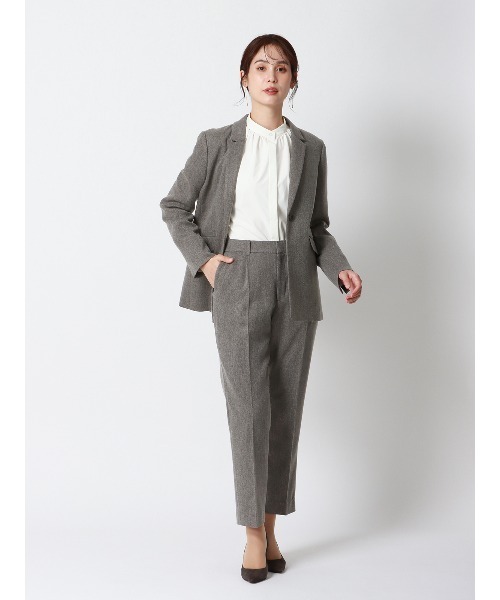 SUIT SQUARE（スーツスクエア）の「CHANTOWA ジャケット ウォッシャブル ツイードライクシャンブレー 織柄（テーラードジャケット・レディース・ベージュ/グレー・36(7号)/38(9号)/40(11号)）」の10枚目の写真