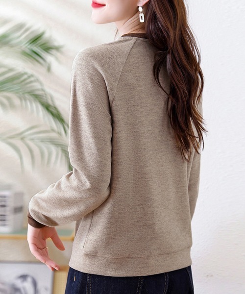 ONEP STAR(ワンピスター)の「バイカラーデザインプルオーバー(Tシャツ/カットソー・レディース・ダークベージュ/ブラウン・MEDIUM/LARGE/X-LARGE)」の6枚目の写真