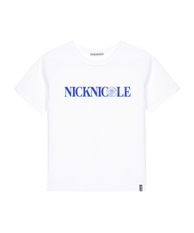 NICK&NICOLE（ニックアンドニコール）の「NICOLE ROSE LETTERING SLIM TOP_WHITE BLUE（Tシャツ/カットソー）」