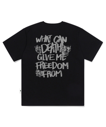 Death for Freedom プリントオーバーサイズ半袖Tシャツ ブラック