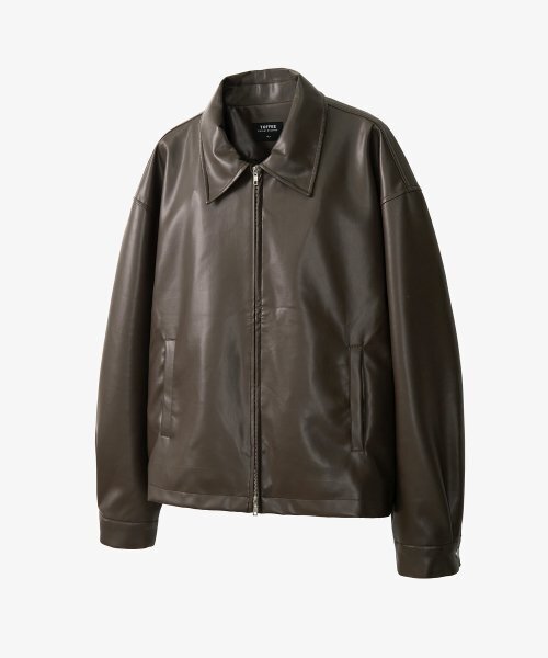 クロップPUレザージャケット(BROWN)