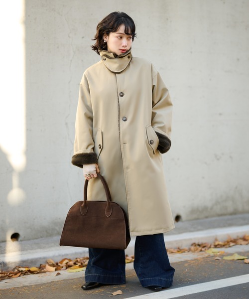 LAULEN(ローレン)の「2way collar fur reversible coat /2wayカラーファーリバーシブルコート(ステンカラーコート・レディース・アイボリー/ブラック/ベージュ・FREE)」の11枚目の写真