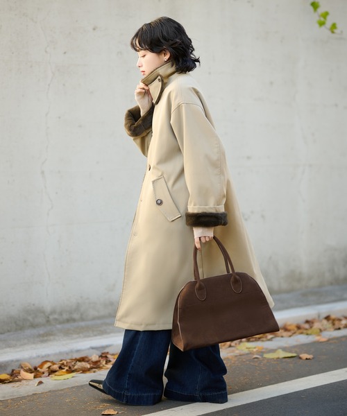 LAULEN(ローレン)の「2way collar fur reversible coat /2wayカラーファーリバーシブルコート(ステンカラーコート・レディース・アイボリー/ブラック/ベージュ・FREE)」の12枚目の写真