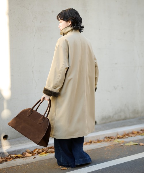 LAULEN(ローレン)の「2way collar fur reversible coat /2wayカラーファーリバーシブルコート(ステンカラーコート・レディース・アイボリー/ブラック/ベージュ・FREE)」の13枚目の写真