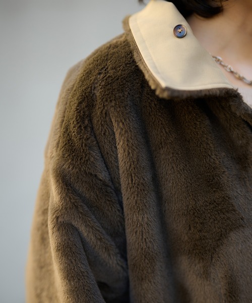 LAULEN(ローレン)の「2way collar fur reversible coat /2wayカラーファーリバーシブルコート(ステンカラーコート・レディース・アイボリー/ブラック/ベージュ・FREE)」の21枚目の写真