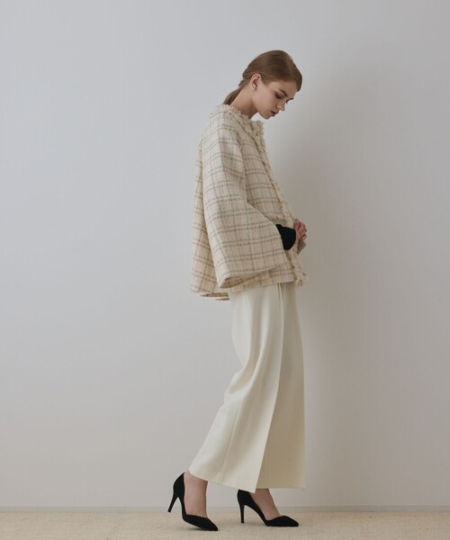 フレアスリーブツイードジャケット（ノーカラージャケット）｜GRACE