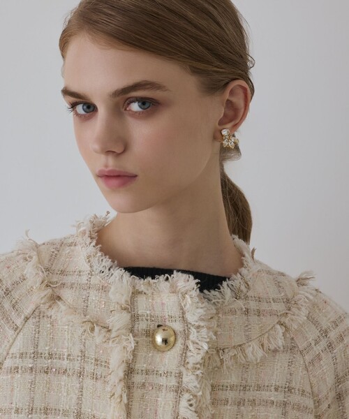 フレアスリーブツイードジャケット（ノーカラージャケット）｜GRACE