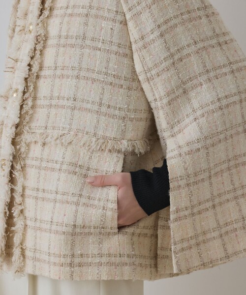 フレアスリーブツイードジャケット（ノーカラージャケット）｜GRACE