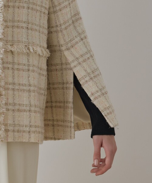 フレアスリーブツイードジャケット（ノーカラージャケット）｜GRACE