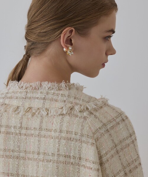 フレアスリーブツイードジャケット（ノーカラージャケット）｜GRACE