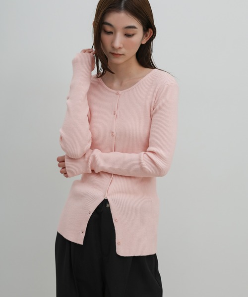 select MOCA（セレクトモカ）の「2WAYクルーネックリブシンプルカーディガン（カーディガン/ボレロ・レディース・チャコールグレー/アイボリー/ピンク・FREE）」の3枚目の写真