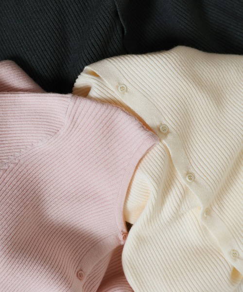 select MOCA（セレクトモカ）の「2WAYクルーネックリブシンプルカーディガン（カーディガン/ボレロ・レディース・チャコールグレー/アイボリー/ピンク・FREE）」の4枚目の写真