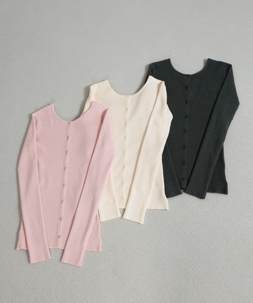 select MOCA（セレクトモカ）の「2WAYクルーネックリブシンプルカーディガン（カーディガン/ボレロ・レディース・チャコールグレー/アイボリー/ピンク・FREE）」の5枚目の写真