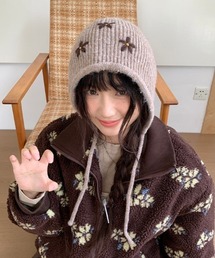 mebole（メボレ）の「ナチュラルステッチflowerビーニー（ニットキャップ/ビーニー）」