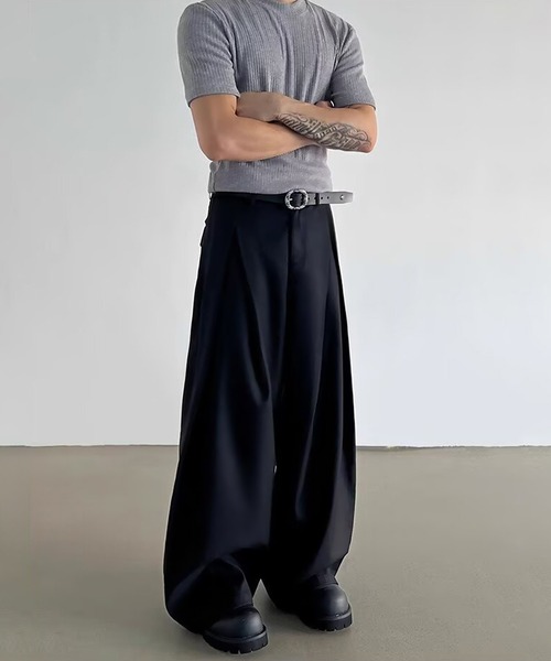 SBG（エスビー）の「SBG 2タックワイドスラックス（スラックス・メンズ・グレー/ブラック・LARGE/MEDIUM/SMALL）」の4枚目の写真