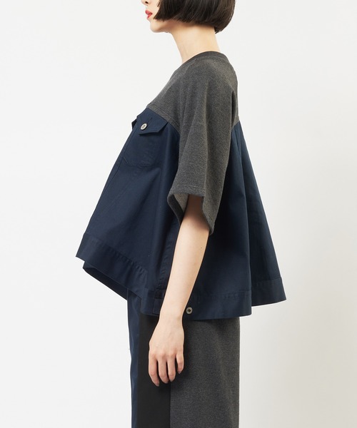 gomme（ゴム）の「ドッキングＴ（Tシャツ/カットソー・レディース・ブラック/チャコールグレー・MEDIUM）」の11枚目の写真