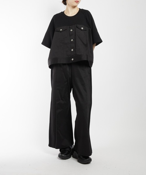 gomme（ゴム）の「ドッキングＴ（Tシャツ/カットソー・レディース・ブラック/チャコールグレー・MEDIUM）」の6枚目の写真