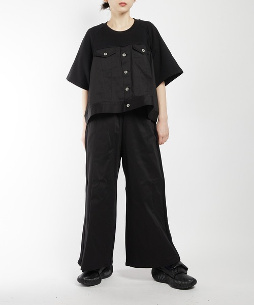 gomme（ゴム）の「ドッキングＴ（Tシャツ/カットソー・レディース・ブラック/チャコールグレー・MEDIUM）」の7枚目の写真