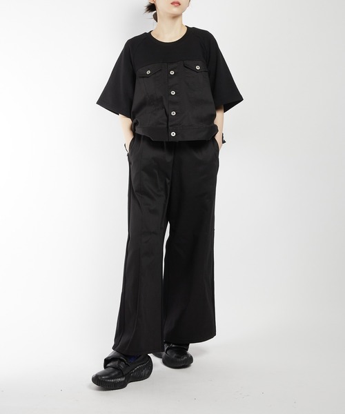 gomme（ゴム）の「ドッキングＴ（Tシャツ/カットソー・レディース・ブラック/チャコールグレー・MEDIUM）」の8枚目の写真