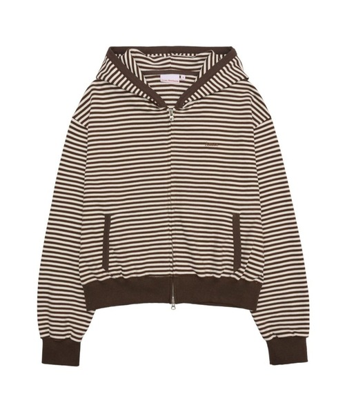 AMESWORLDWIDE（アメスワールドワイド）の「【UNISEX】AMES WORLDWIDE ／ボーダーフーディー ZIP（パーカー・レディース・ブラウン/ネイビー・MEDIUM/SMALL）」の3枚目の写真