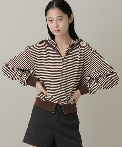 AMESWORLDWIDE（アメスワールドワイド）の「【UNISEX】AMES WORLDWIDE ／ボーダーフーディー ZIP（パーカー・レディース・ブラウン/ネイビー・MEDIUM/SMALL）」の21枚目の写真