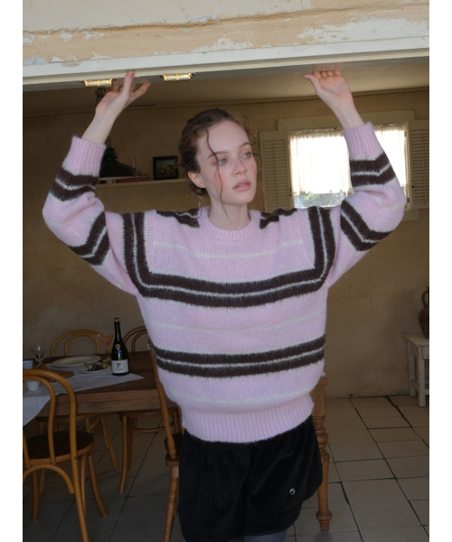 ETMON（エトモン）の「Brush Stripe Knit Pullover, Pink（ニット/セーター・レディース・その他・F）」の3枚目の写真