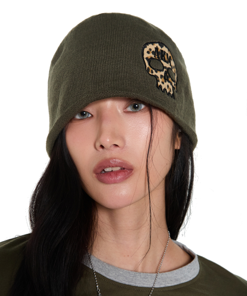 セール】Skull Beanie (Khaki)（ニットキャップ/ビーニー）｜AAKAM
