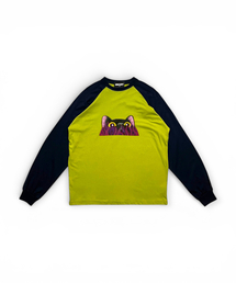 BORN SLIPPY（ボーンスリッピー）の「Meow Raglan Long Sleeve T-shirt (Navy)（Tシャツ/カットソー）」