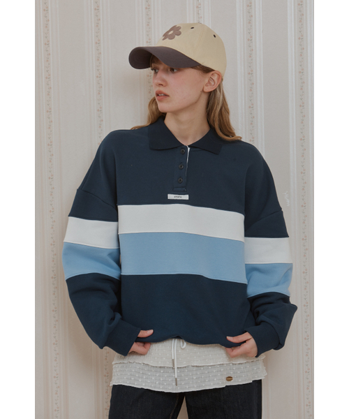 ANOETIC(アノエティック)の「COLOR BLOCK SWEATSHIRTS_NAVY(スウェット・レディース・ネイビー・FREE)」の1枚目の写真