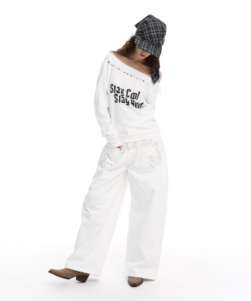 ROUGHNECK（ラフネック）の「スレイオフショルダートップ ホワイト（Tシャツ/カットソー・レディース・その他・FREE）」の6枚目の写真