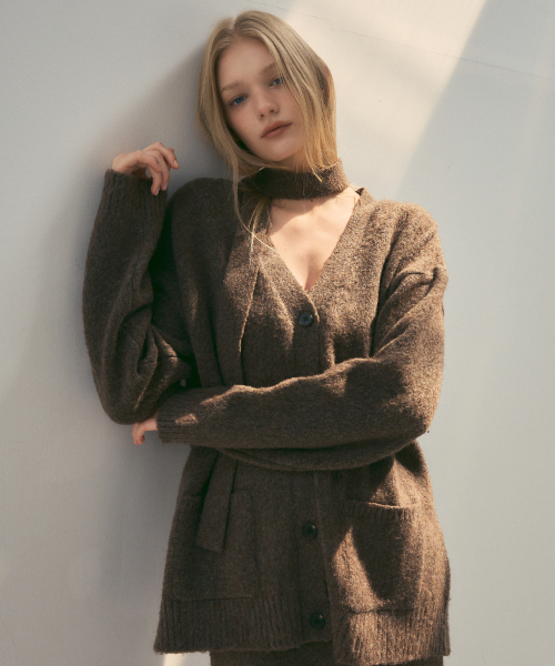 Soft Wool Over Hairy Knit Cardigan_CTK234(Brown)