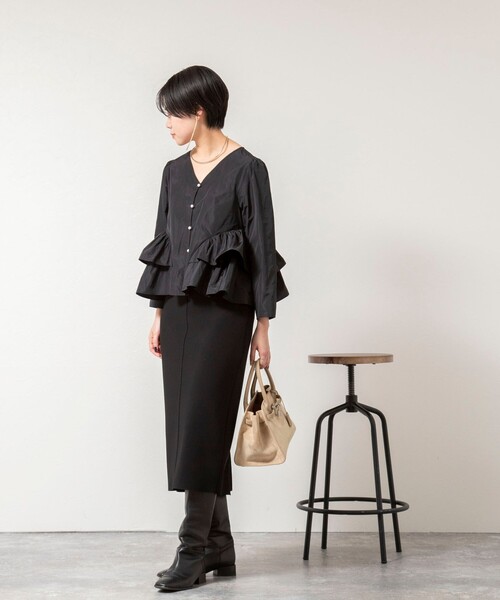 NOLLEY’S Sophi（ノーリーズソフィ）の「ウォッシャブルマイクロタフタティアードブラウス（シャツ/ブラウス・レディース・オフホワイト/ブラック・38）」の4枚目の写真