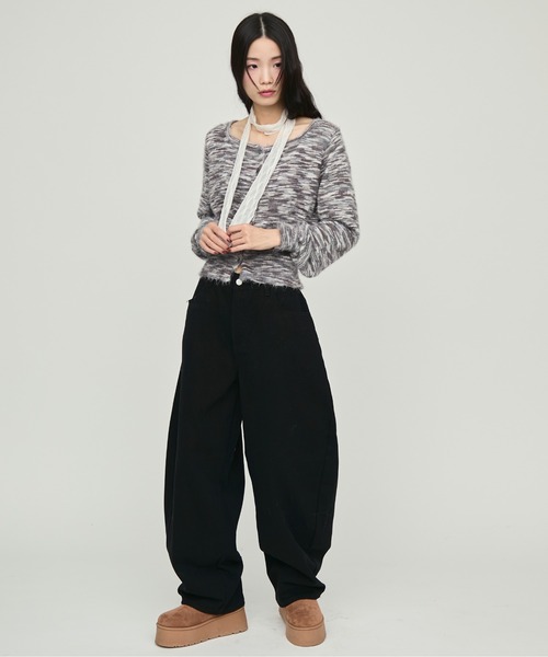 NUJOH(ヌゾ)の「Brushed Multi-Color Knit Cardigan / ブラッシュドマルチカラーニットカーディガン(ニット/セーター・レディース・ブルー/グレー/パープル・FREE)」の2枚目の写真