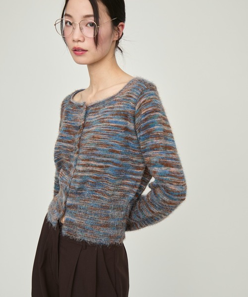 NUJOH(ヌゾ)の「Brushed Multi-Color Knit Cardigan / ブラッシュドマルチカラーニットカーディガン(ニット/セーター・レディース・ブルー/グレー/パープル・FREE)」の7枚目の写真