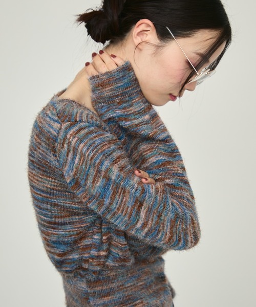 NUJOH(ヌゾ)の「Brushed Multi-Color Knit Cardigan / ブラッシュドマルチカラーニットカーディガン(ニット/セーター・レディース・ブルー/グレー/パープル・FREE)」の8枚目の写真