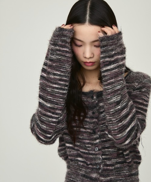 NUJOH(ヌゾ)の「Brushed Multi-Color Knit Cardigan / ブラッシュドマルチカラーニットカーディガン(ニット/セーター・レディース・ブルー/グレー/パープル・FREE)」の12枚目の写真