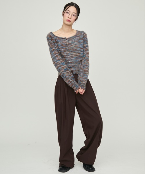 NUJOH(ヌゾ)の「Brushed Multi-Color Knit Cardigan / ブラッシュドマルチカラーニットカーディガン(ニット/セーター・レディース・ブルー/グレー/パープル・FREE)」の14枚目の写真