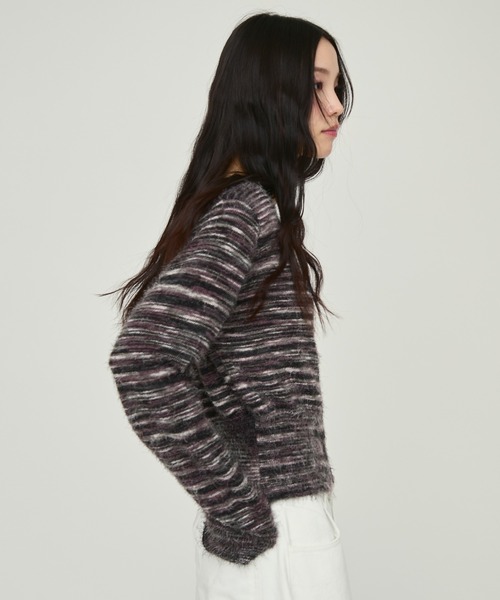 NUJOH(ヌゾ)の「Brushed Multi-Color Knit Cardigan / ブラッシュドマルチカラーニットカーディガン(ニット/セーター・レディース・ブルー/グレー/パープル・FREE)」の21枚目の写真