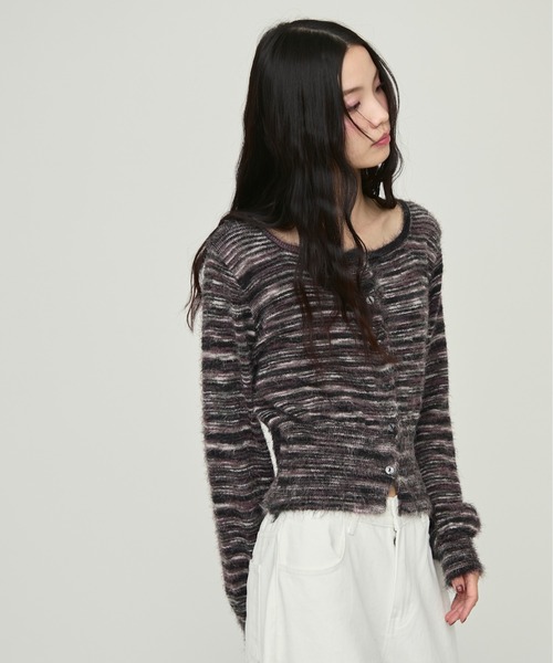 NUJOH(ヌゾ)の「Brushed Multi-Color Knit Cardigan / ブラッシュドマルチカラーニットカーディガン(ニット/セーター・レディース・ブルー/グレー/パープル・FREE)」の20枚目の写真