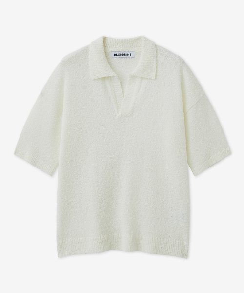 BLOND9(ブロンドナイン)の「テールヤンオープンカラ半袖ニット_アイボリー(ニット/セーター・レディース・アイボリー・LARGE/MEDIUM/X-LARGE)」の2枚目の写真