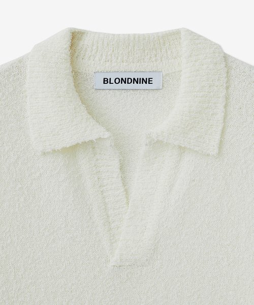 BLOND9(ブロンドナイン)の「テールヤンオープンカラ半袖ニット_アイボリー(ニット/セーター・レディース・アイボリー・LARGE/MEDIUM/X-LARGE)」の3枚目の写真